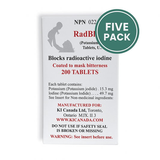 Five Pack RadBlock 200 – Coated, Scored Potassium Iodide (KI) Tablets - KI Canada