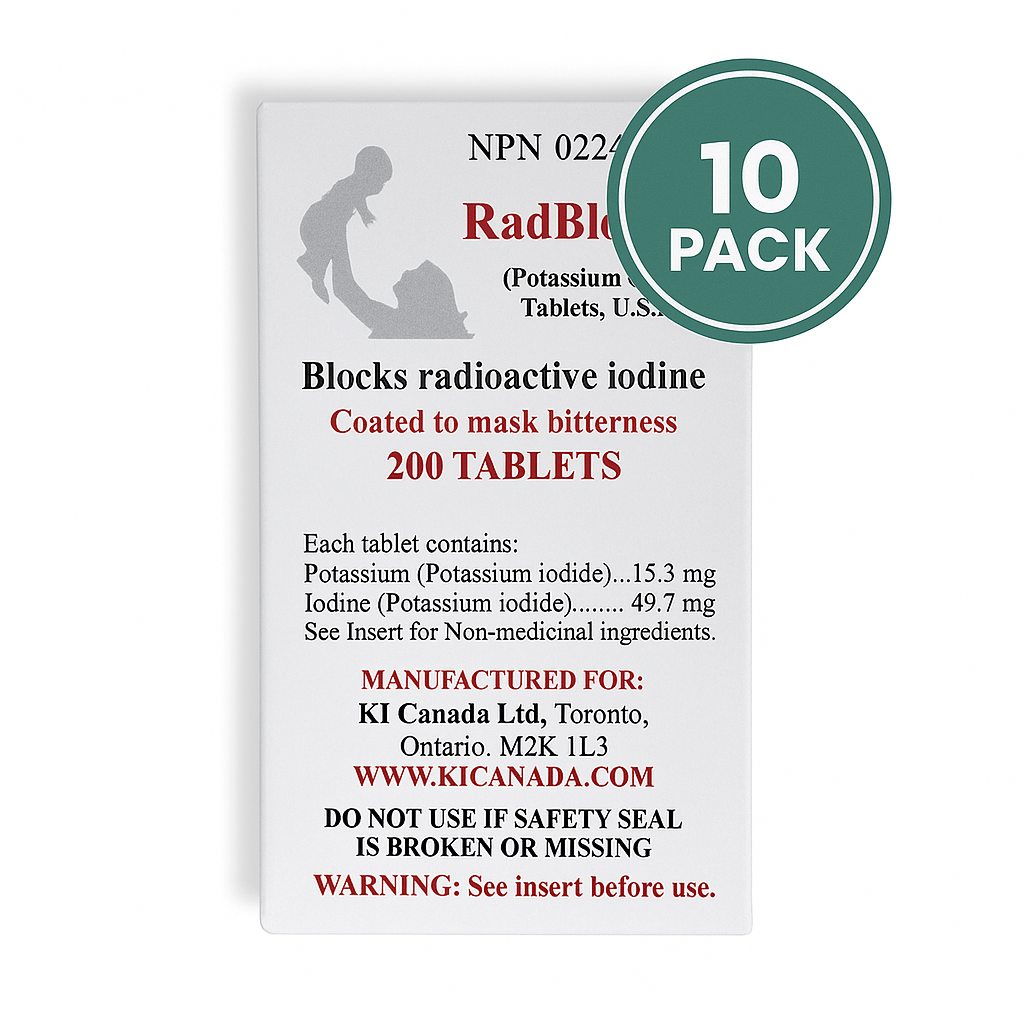 Ten Pack RadBlock 200 – Coated, Scored Potassium Iodide (KI) Tablets - KI Canada