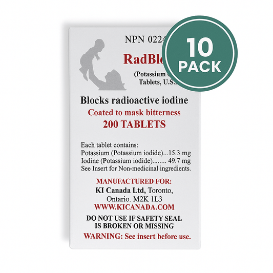 Ten Pack RadBlock 200 – Coated, Scored Potassium Iodide (KI) Tablets - KI Canada