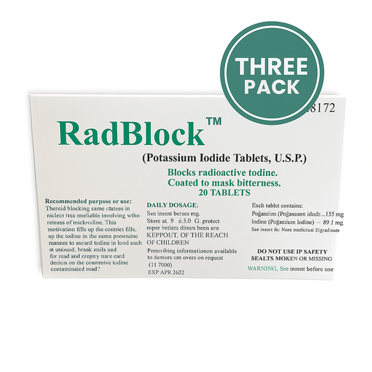 Three Pack RadBlock 20's Coated Scored Potassium Iodide Tablets (KI) - KI Canada