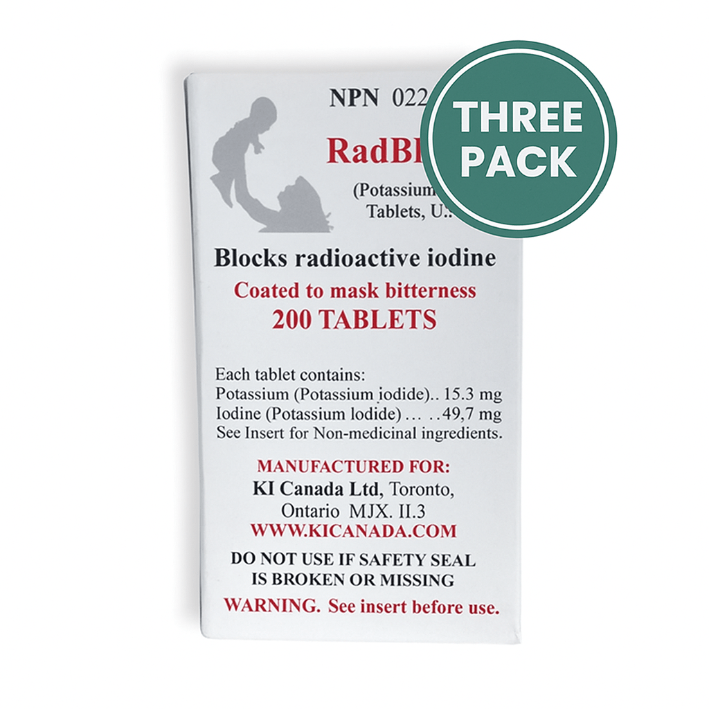 Three RadBlock 200 – Coated, Scored Potassium Iodide (KI) Tablets - KI Canada