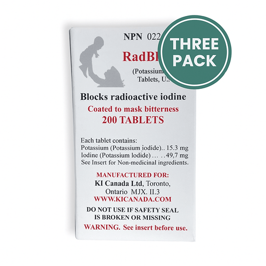 Three RadBlock 200 – Coated, Scored Potassium Iodide (KI) Tablets - KI Canada