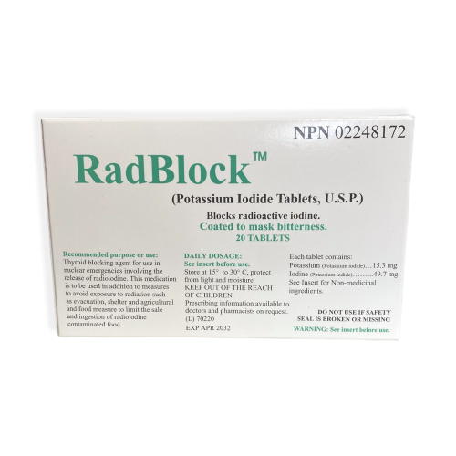 RadBlock 20's Coated Scored Potassium Iodide Tablets